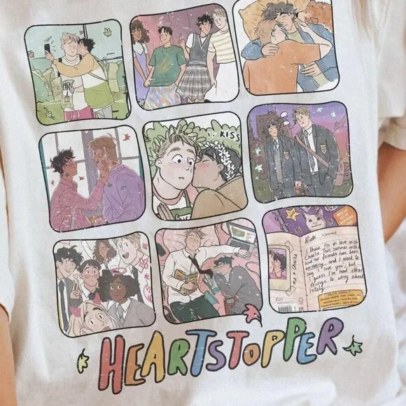 Heartstopper Nick And Charlie Graphic T-Shirt Cute Anime Romance Gift Tee 159 - Picture 2 of 5